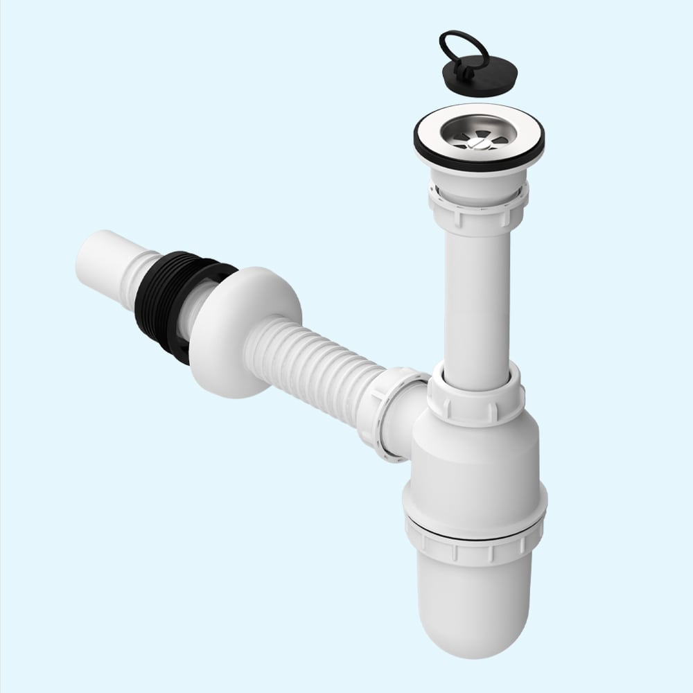 سیفون روشویی  با خرطومی ۳۱۶ تک لگنه